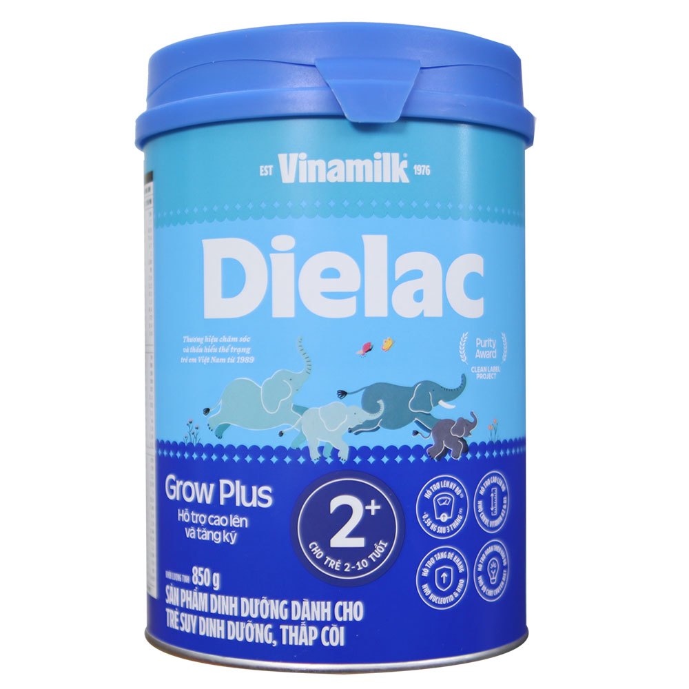 Sữa Dielac Grow Plus 2+ 850g (2-10 tuổi) [Date 2027]
