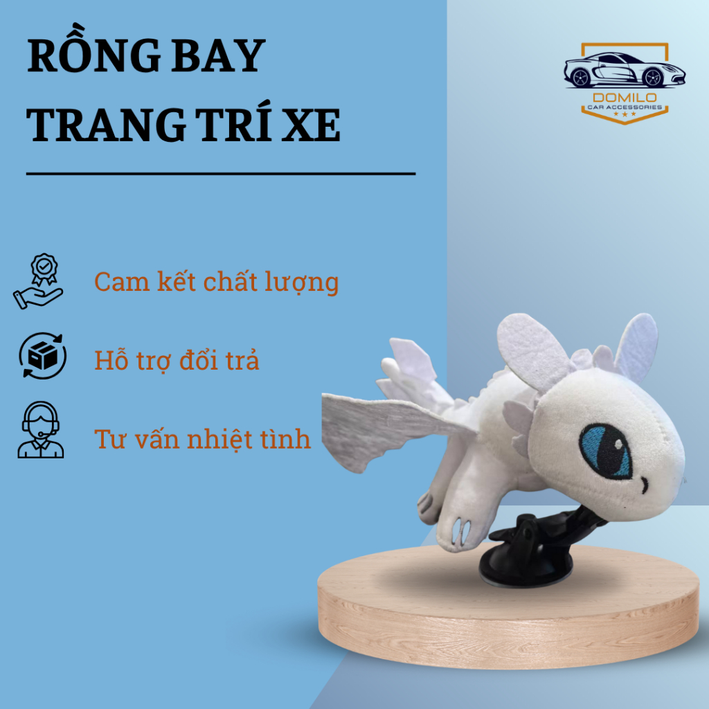 Gấu Bông Rồng Răng Sún "Bay" Theo Xe, Gắn Nóc Ô Tô, Mũ Bảo Hiểm Siêu Độc Lạ