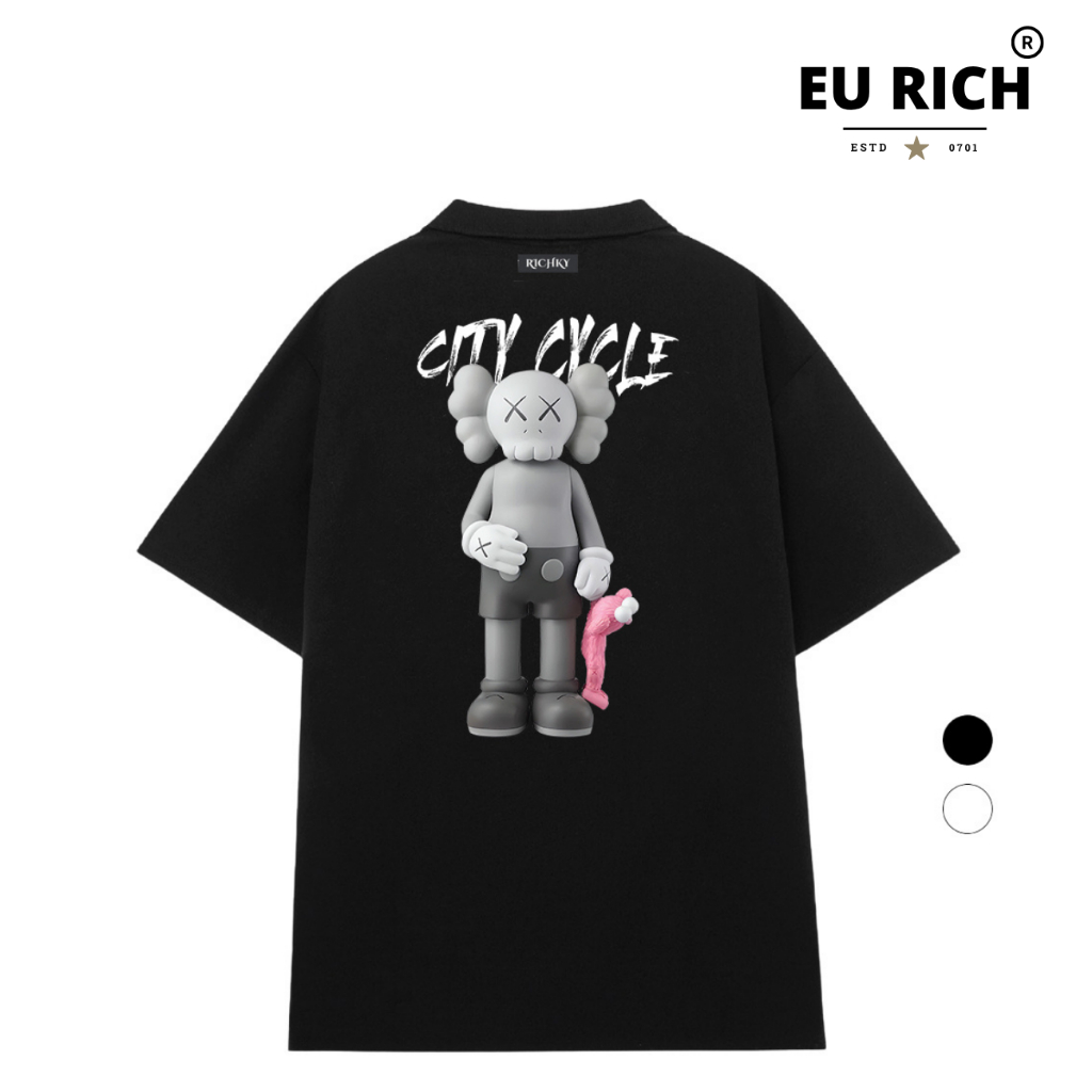 Áo Thun Có Cổ Polo Eu Rich Premium Tee Kaws Gone City Cycle