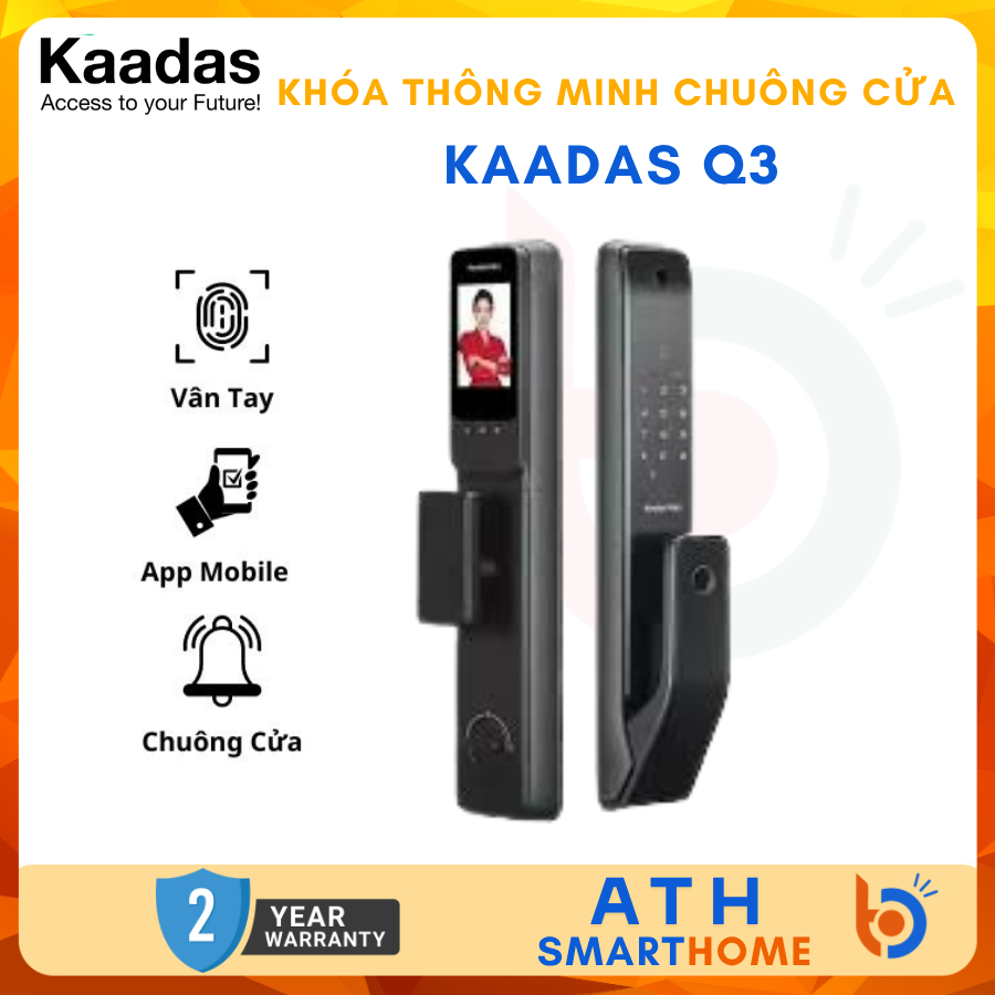 Khóa Thông Minh Kaadas Q3 - Khóa Cửa Nhập Khẩu Đức - Hàng Chính Hãng