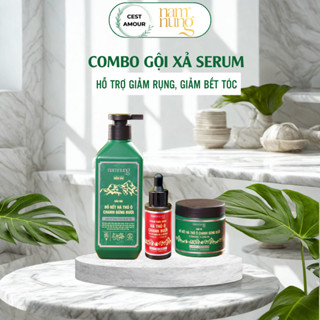  Dầu gội dầu xả serum thảo dược Nam Nung xanh lá hỗ trợ giảm dầu giảm rụng dành cho tóc nhanh bết 