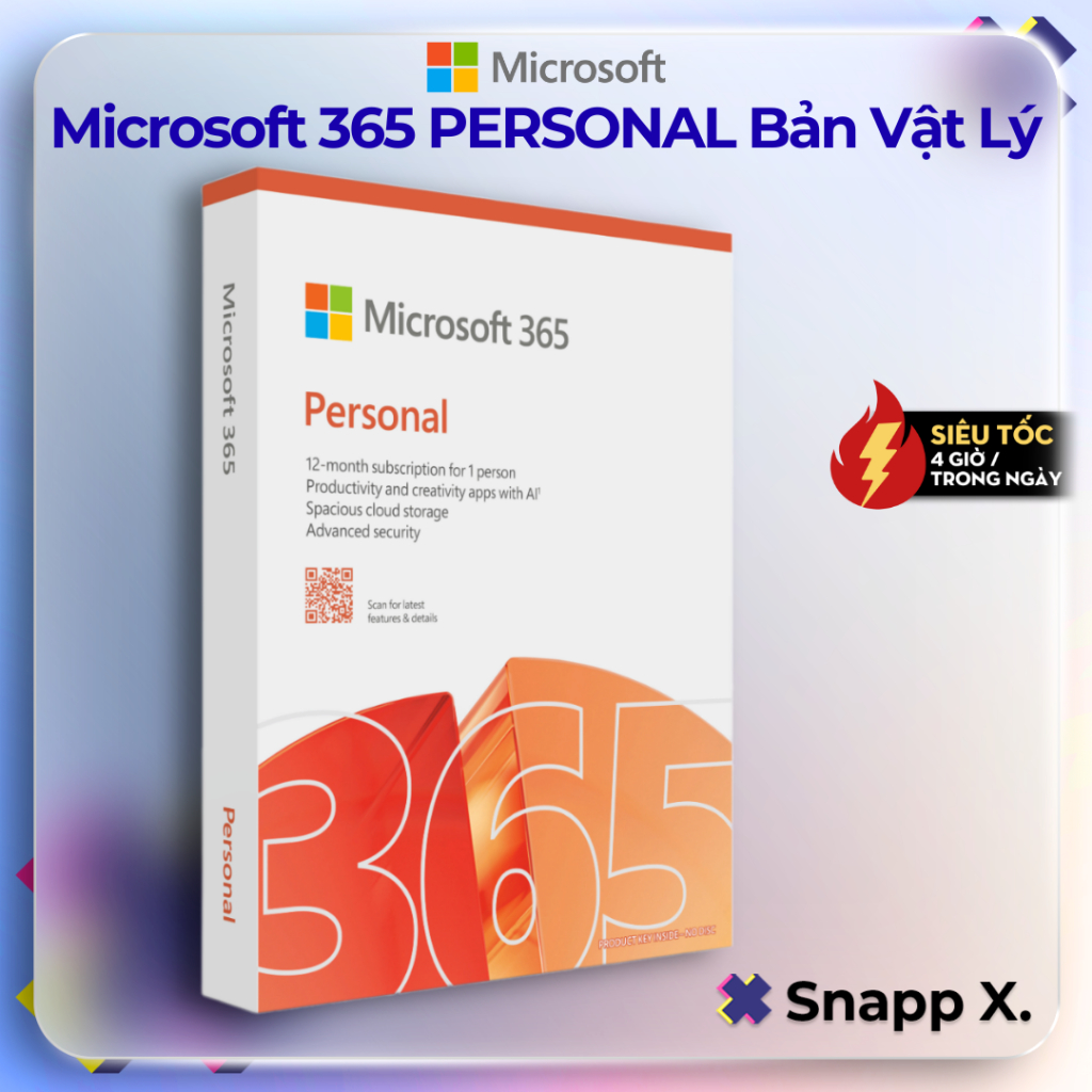 [HỎA TỐC] Microsoft 365 Personal EP2-32313 | 12 tháng | Dành cho 1 người | 5 thiết bị | Word, Excel