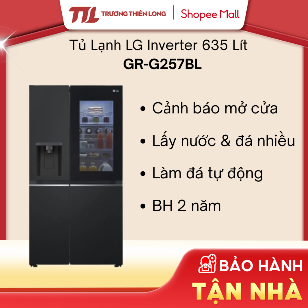[VC 10%] GR-G257BL - Tủ Lạnh LG Inverter 635 Lít Side By Side InstaView GR G257BL [FREESHIP HCM]