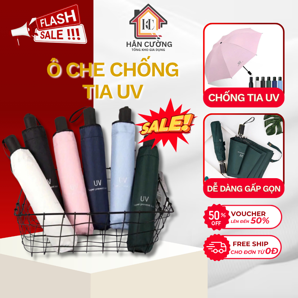 Ô Che Mưa Chống Tia UV 2 Lớp Gấp Gọn, Ô Dù Tự Động Gấp Mở 2 Chiều, Chống Nắng Chất Lượng Cao