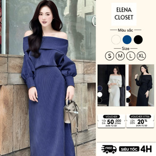  Váy Nữ Sang Chảnh Dài Tay Đầm Dự Tiệc Trễ Vai Mùa Đông Dáng Dài Thanh Lịch Váy Đi Chơi Đẹp V28E 