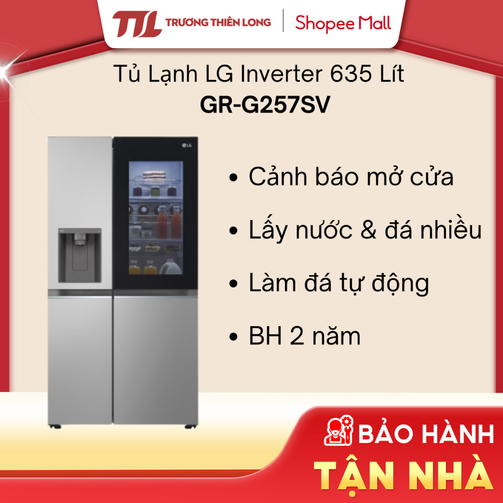 GR-G257SV - Tủ Lạnh LG Instaview Lấy Nước Ngoài UVnano 635L Màu Bạc G257SV [FREESHIP HCM]