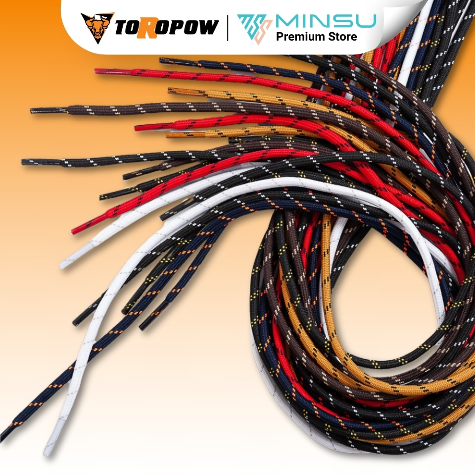 Dây Giày Thể Thao Sneaker Bản Tròn Rằn Ri 3 Sọc MINSU Chính Hãng M0801 Shoelaces 120cm