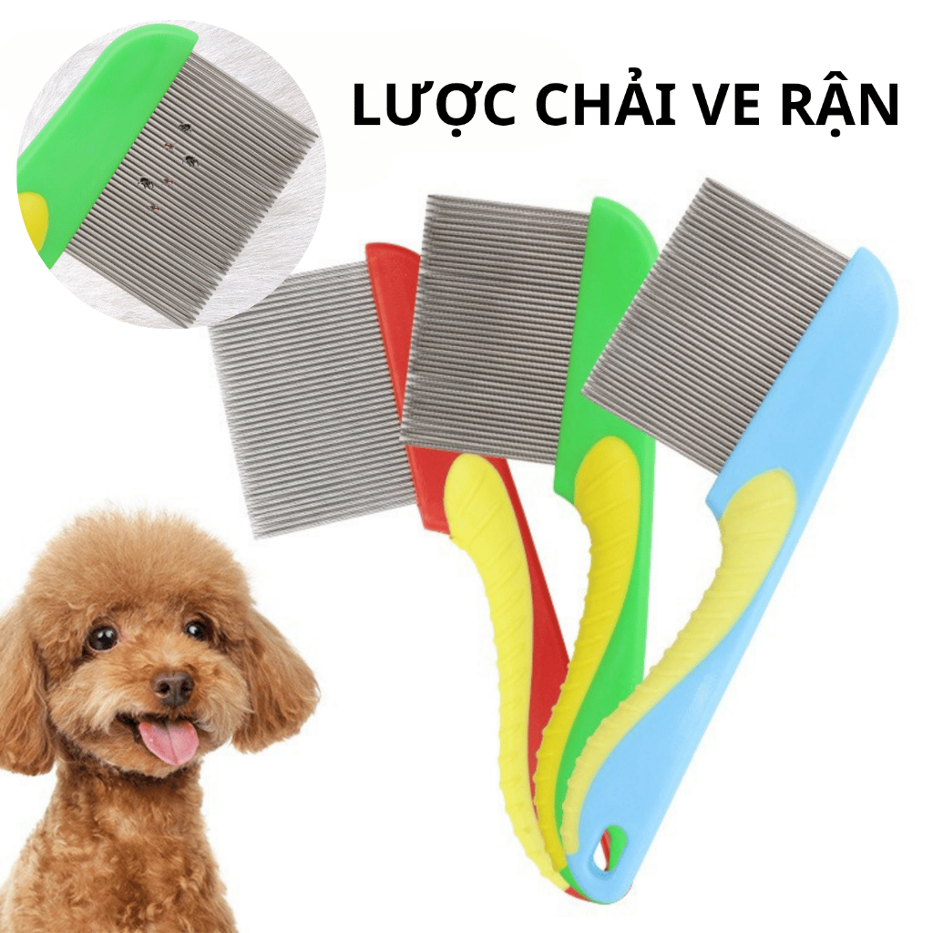 LƯỢC CHẢI VE RẬN LƯỠI INOX CHO CHÓ MÈO, PHỤ KIỆN THÚ CƯNG