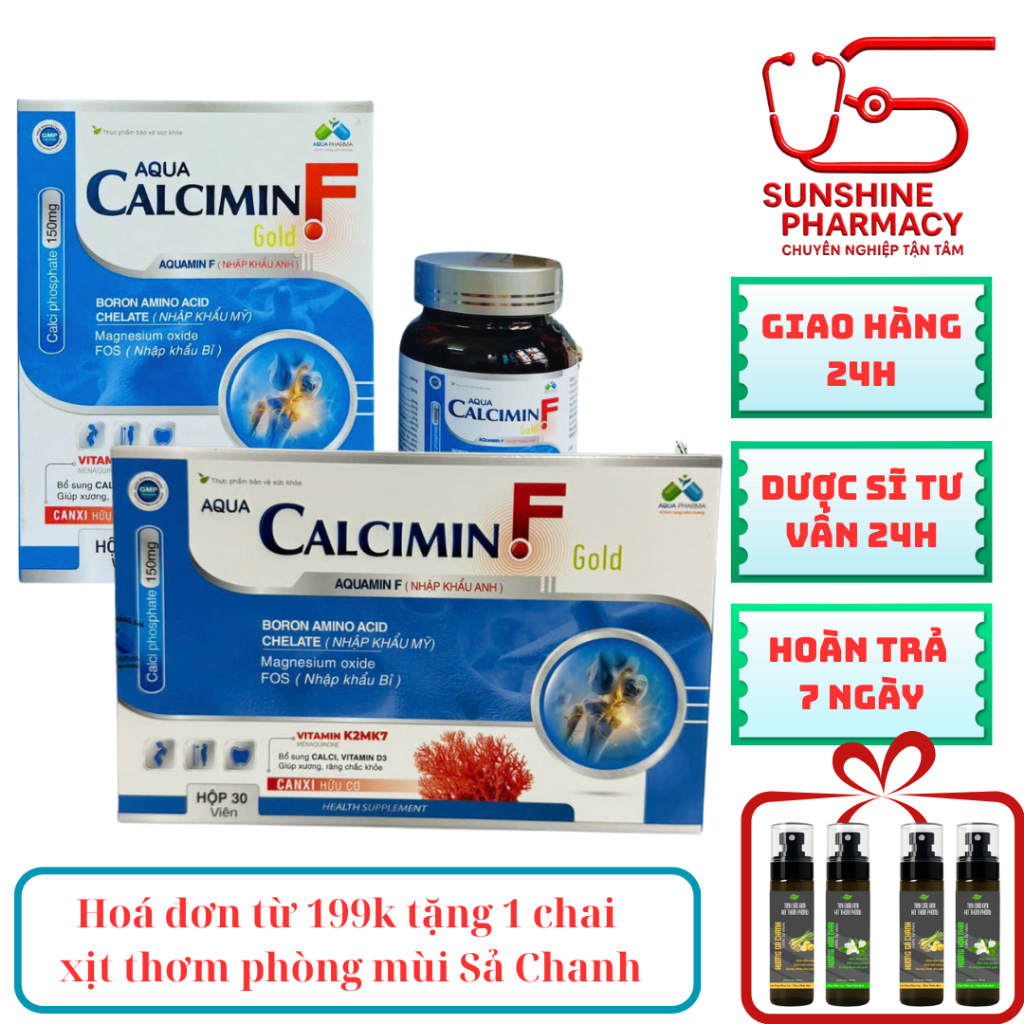 [CHÍNH HÃNG] AQUA CALCIMIN F GOLD - Viên uống bổ sung Calci Tảo biển đỏ Bổ sung Canxi và D3
