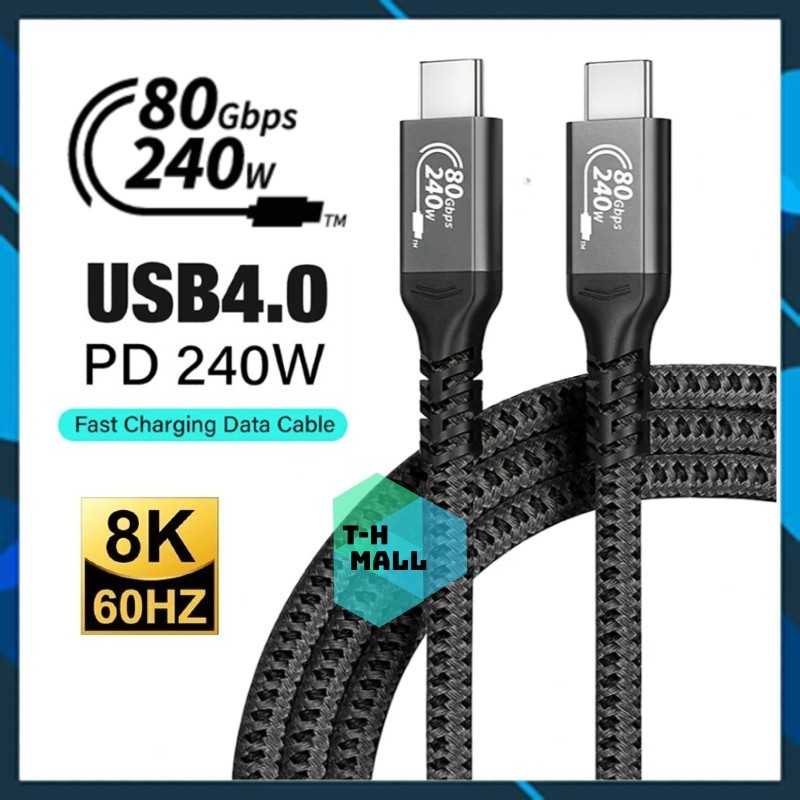 80Gbps | Dây Cáp Sạc Nhanh Thunderbolt 3 4 5 USB4 PD 240W Type C 40Gbps truyền hình ảnh viedo 4K 8K 