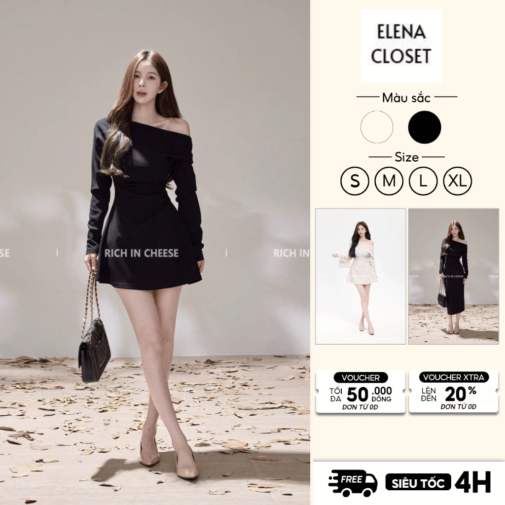 Váy Tiệc Dài Tay Trễ Vai, Váy Đi Cưới Thiết Kế Sang Chảnh Bigsize, Váy Đi Tiệc Sang Mùa Đông V29E