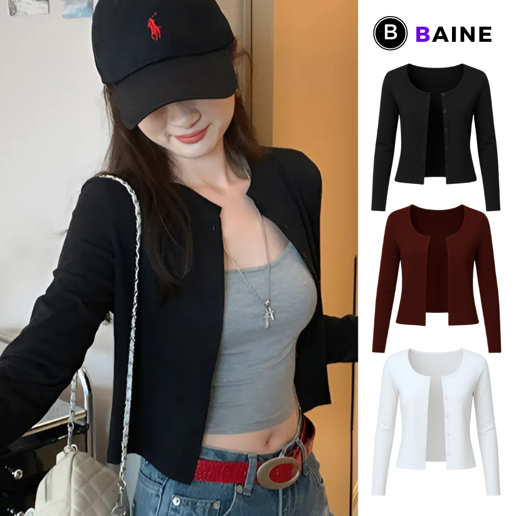Áo Khoác CARDIGAN CÀI NÚT CỔ TRỤ Chất Borip Lụa Mềm Mát CAR04, Áo Khoác Ngoài Nữ Đẹp BAINE