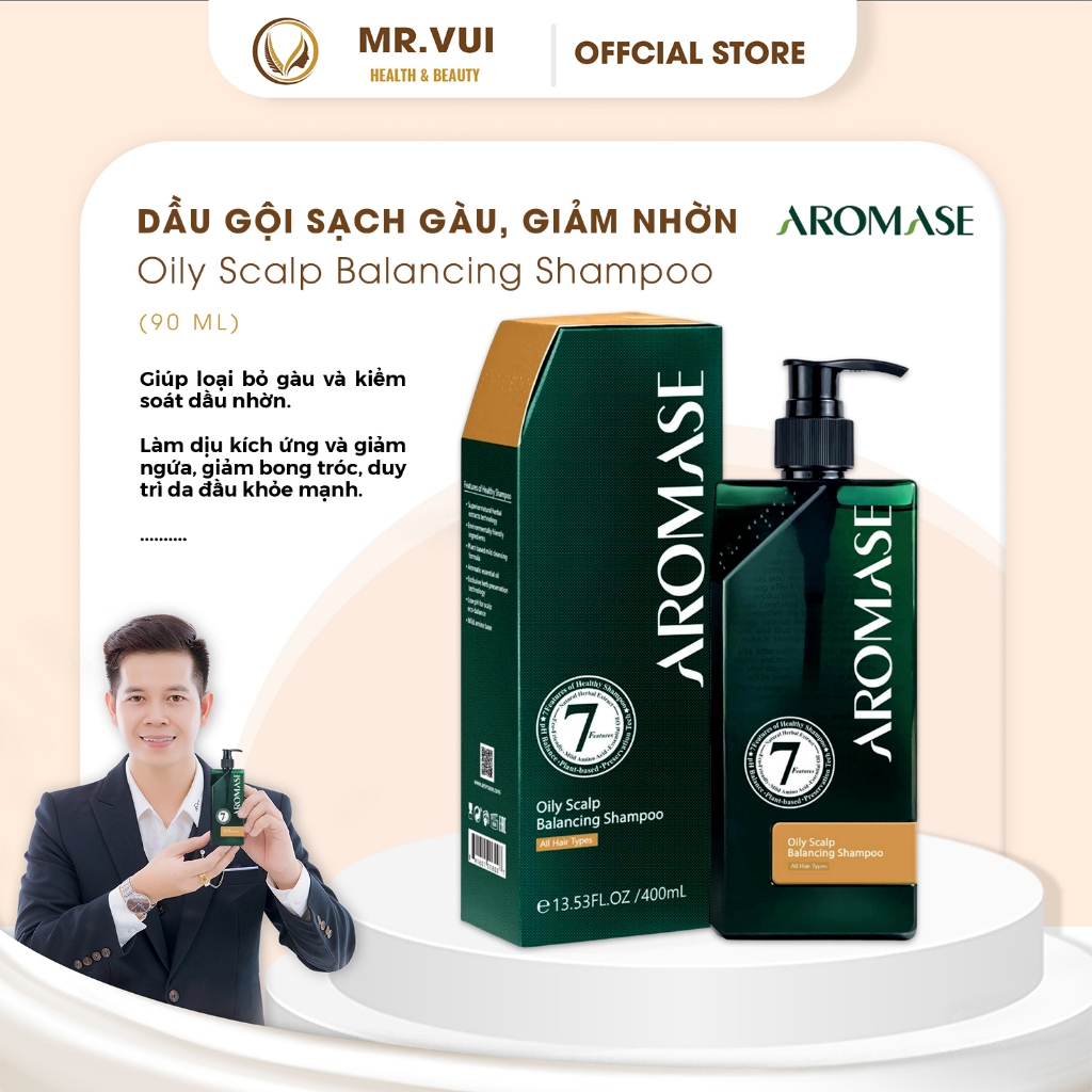[Hỏa tốc]  Dầu gội ngăn gàu, bết tóc, giảm nhờn da đầu AROMASE Oily Scalp Balancing Shampoo 400ml