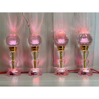 Một cặp đèn thờ quả cầu pha lê, trái đào pha lê cao cấp cao 25cm