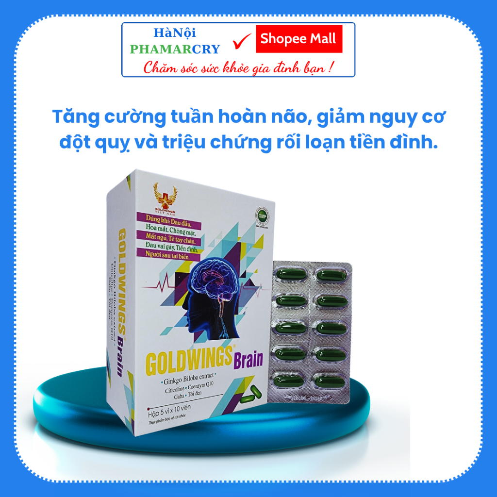 [CHÍNH HÃNG] Goldwings Brain - Tăng Tuần Hoàn Não, Phòng Ngừa Đột Quỵ, Giảm Di Chứng Sau Tai Biến