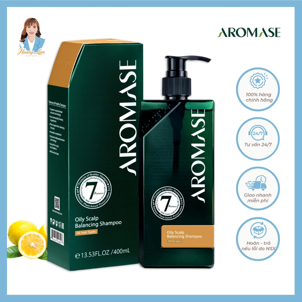 Dầu gội ngăn gàu, giảm nhờn da đầu, ngăn bết tóc Đài Loan AROMASE Oily Scalp Balancing Shampoo 400ml