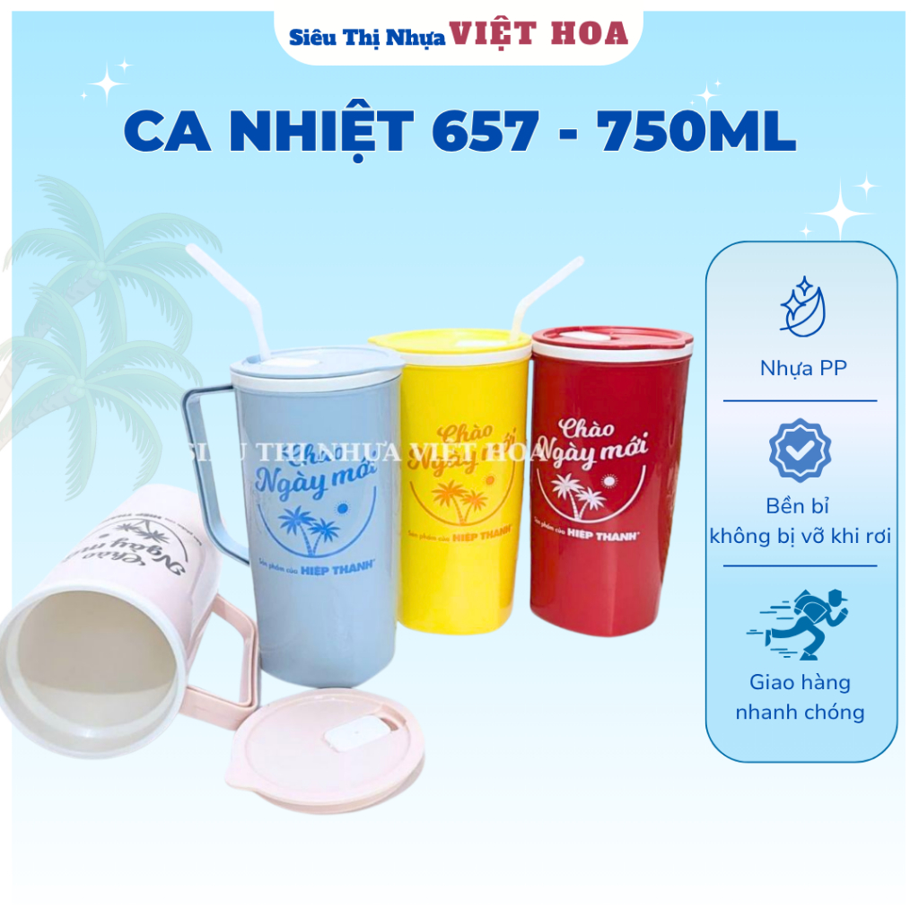 Ca Nhiệt 750ml, Ca GiữLạnh, Ca Đá, Ca Uống Nước Giữ Lạnh, Ca Nhiệt 657 HTH
