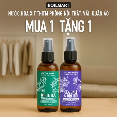 [ MUA 1 TẶNG 1 ] Nước Hoa Xịt Thơm Vải, Nội Thất Linen & Interior Sprays Aroma Works 115ml