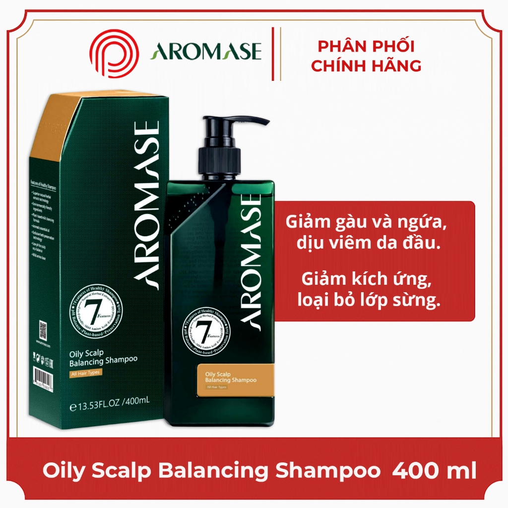 Dầu gội ngăn gàu và giảm nhờn da đầu Aromase Oily Scalp Balancing Shampoo 400ml