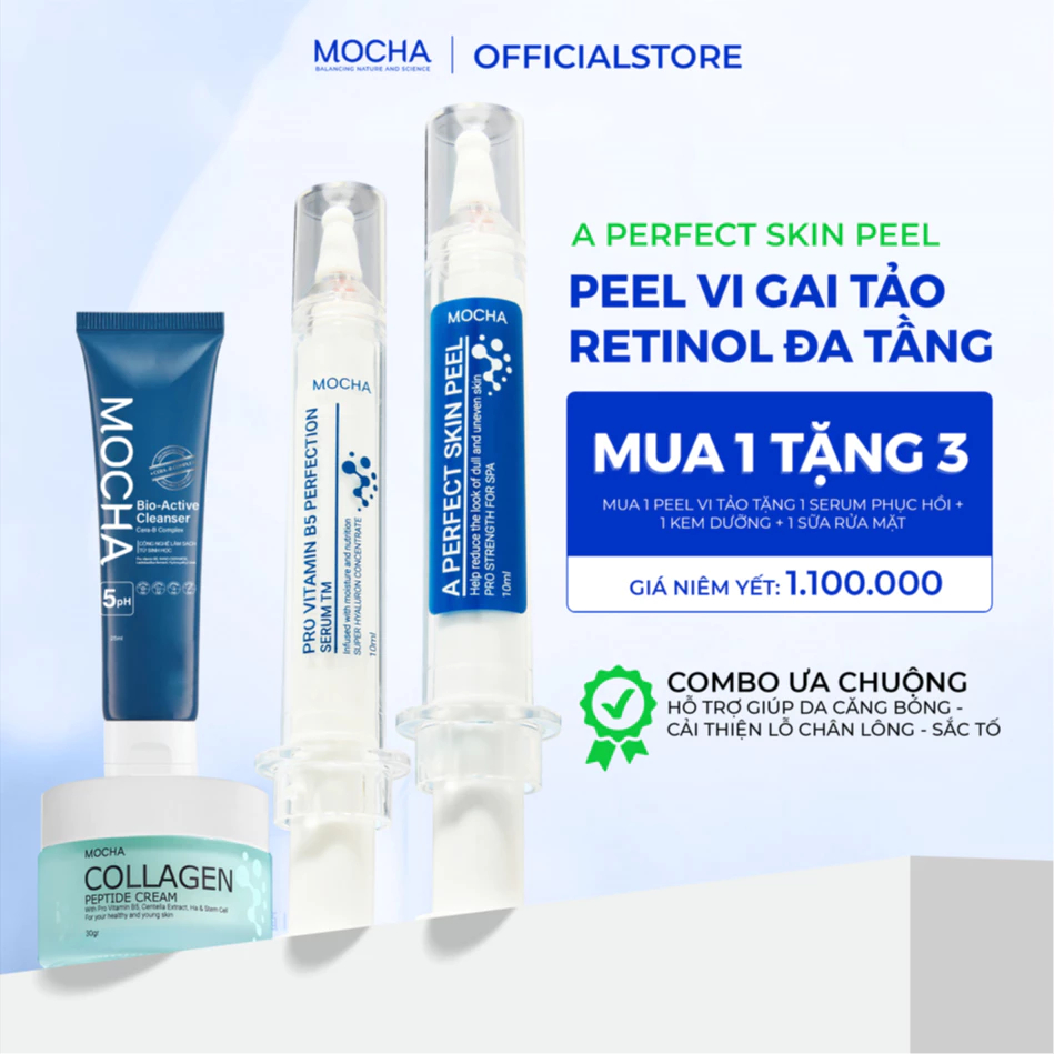 Retinol Mix Peel Mocha Peel Da Cải Thiện Mụn Nám, Căng Bóng, Skincare Tại Nhà Mua 1 Được 4 10MLx2