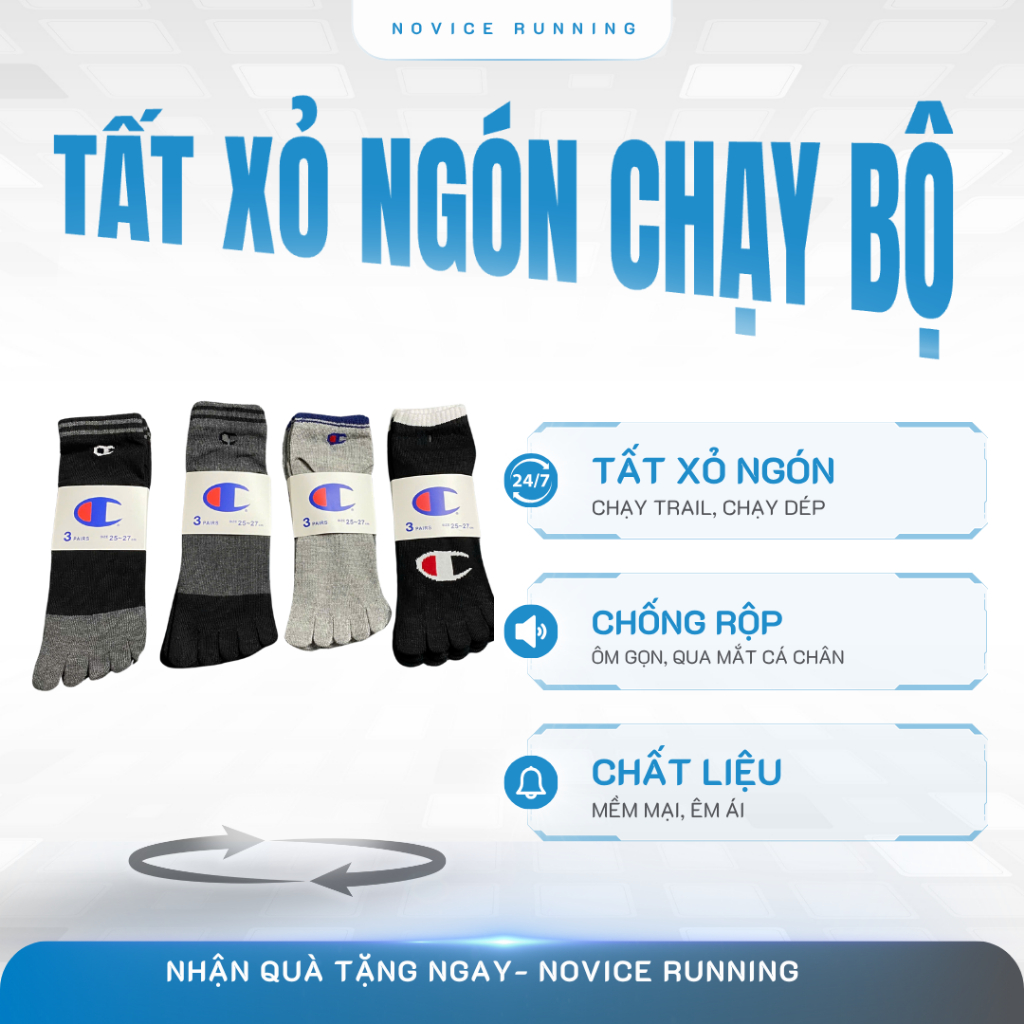 Tất Xỏ Ngón Chạy Bộ Thể Thao CPN 1 PACK/3 ĐÔI, Thoáng Mát, Ôm Gọn TXN-993