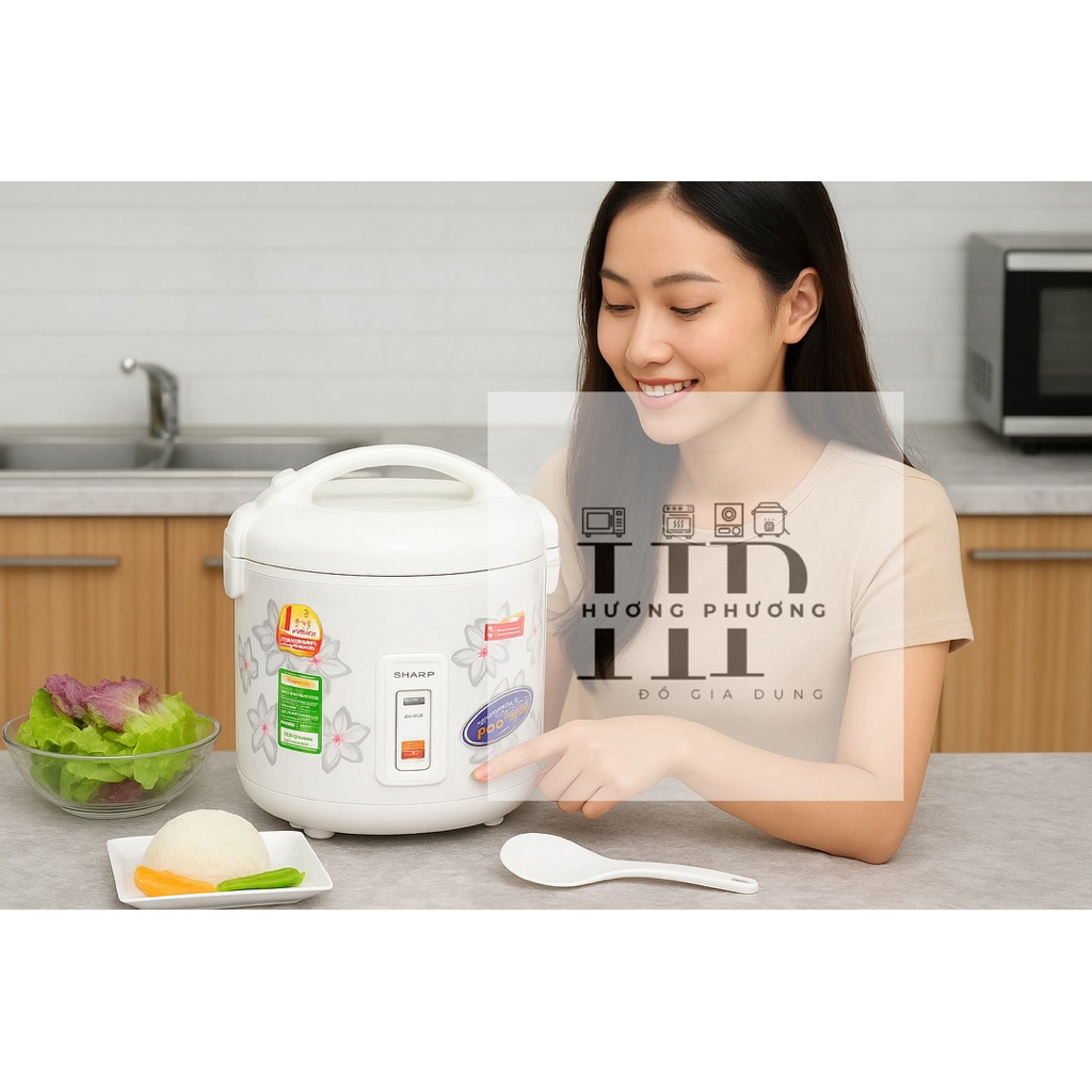 [ Chính Hãng ] Nồi Cơm Điện Dây Rút Sharp KS-N182ETV Màu Trắng Sản Xuất Tại Thái Lan 1,8L 700W Bảo H