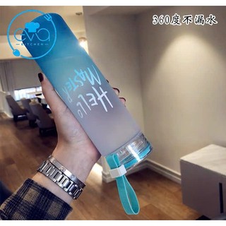 Bình Nước Thủy Tinh Gradient HELLO MASTER 450ml – Màu Pastel Thân Mờ Hàn Quốc