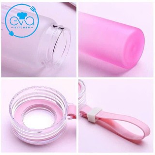 Bình Nước Thủy Tinh Gradient HELLO MASTER 450ml – Màu Pastel Thân Mờ Hàn Quốc