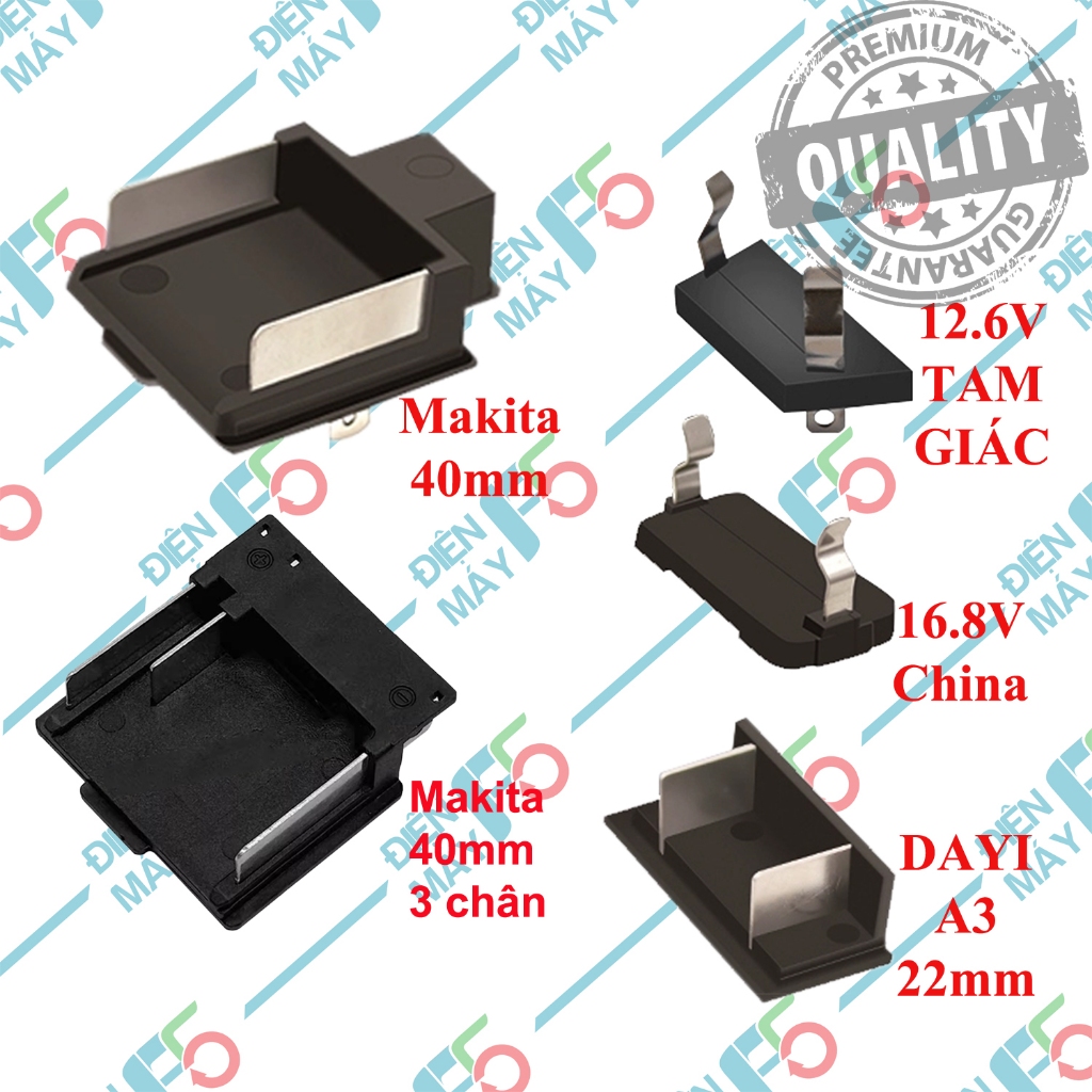 DMF5 Chân đế cài pin Makita - Dayi A3 - China 12.6V - China 16.8V | Tiếp điểm lấy điện các loại pin