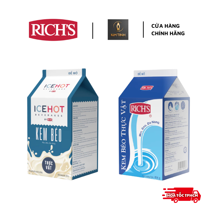 Rich Lùn | Kem Béo Thực Vật Icehot 454gr | Kem Béo Ice Hot | Kem Béo Rich | Rick Lùn