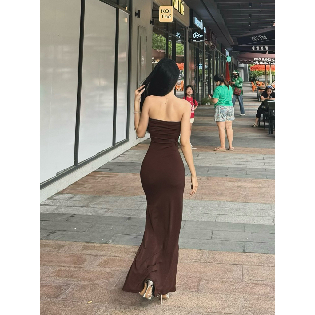 Đầm body cup đuôi cá dài trơn chất ladong (form đẹp)