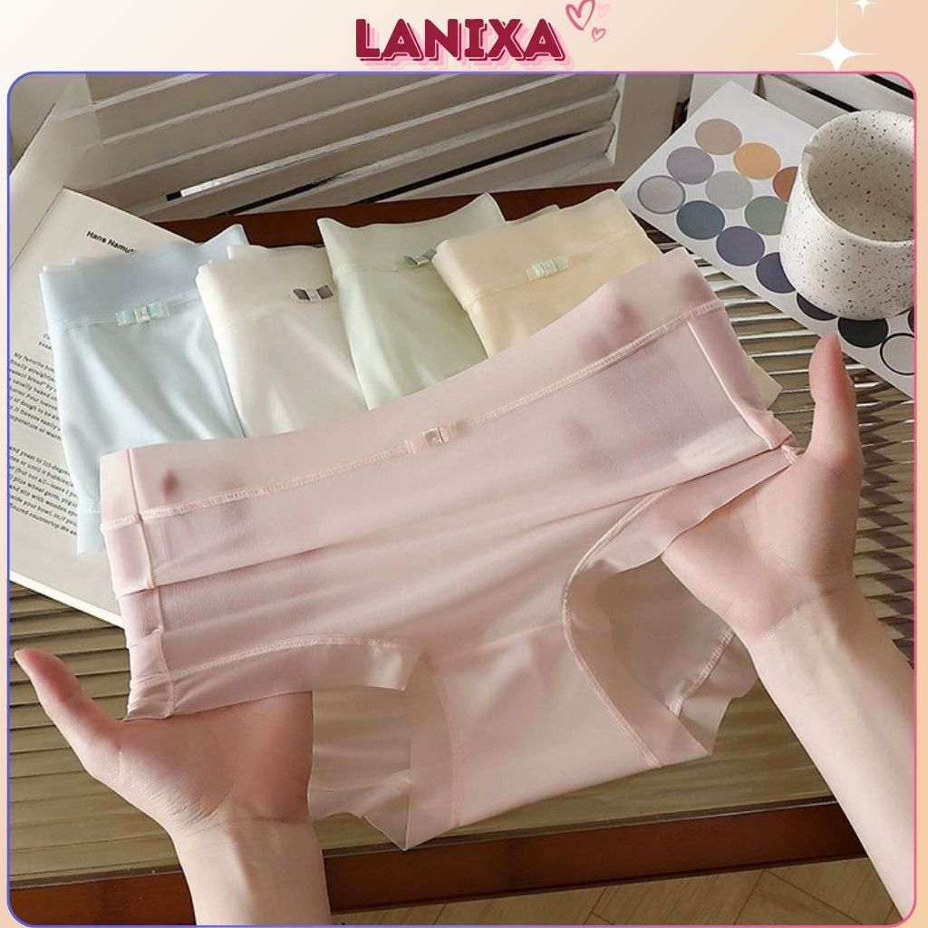 Quần lót nữ thun lạnh siêu mỏng sexy, Quần chíp nữ kháng khuẩn đính nơ gợi cảm LANIXA L896