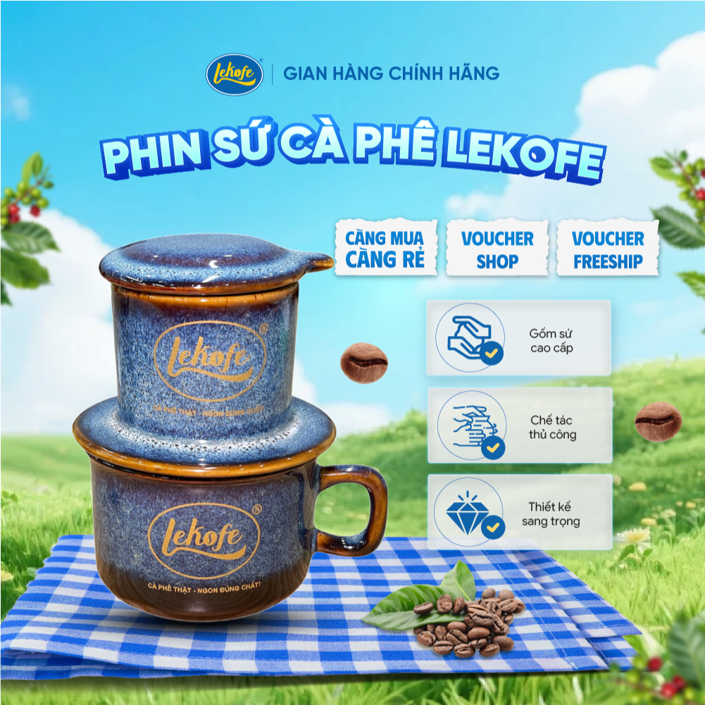 BỘ PHIN SỨ CÀ PHÊ LEKOFE CAO CẤP, PHIN PHA CÀ PHÊ NGON, CHẤT LƯỢNG