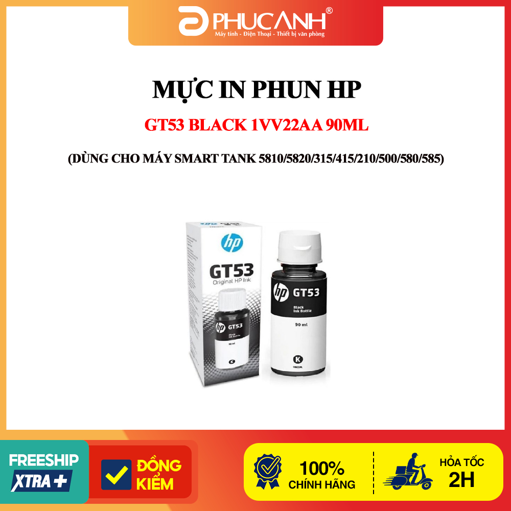 Mực in phun HP GT53 Black 1VV22AA 90ml (Dùng cho máy Smart Tank 5810/5820/315/415/210/500/580/585)