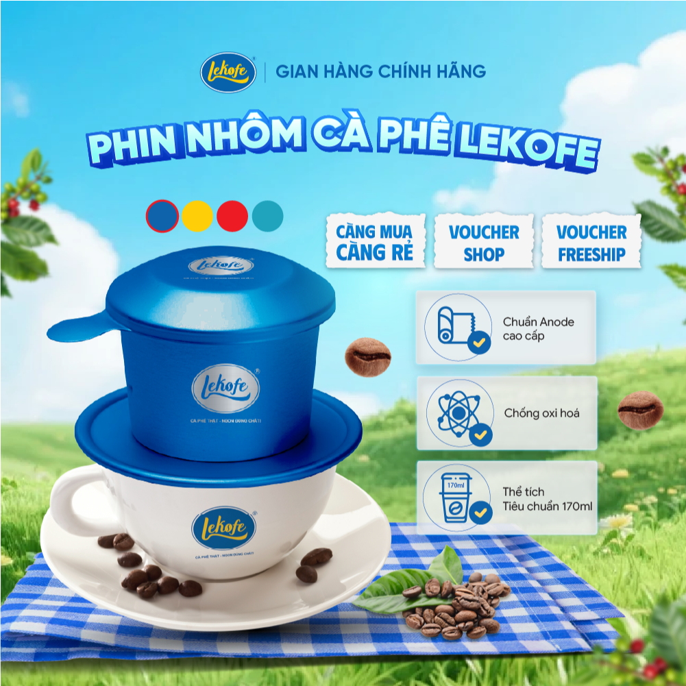 [GIFT] Phin cà phê Lekofe nhôm Anode cao cấp, phin pha cafe ngon, chất lượng