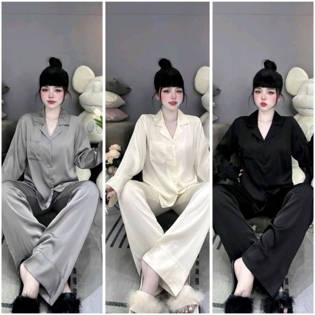 Bộ Pijama Trơn Basic Lụa Latin Mềm Mịn(40-60kg)Nữ Women