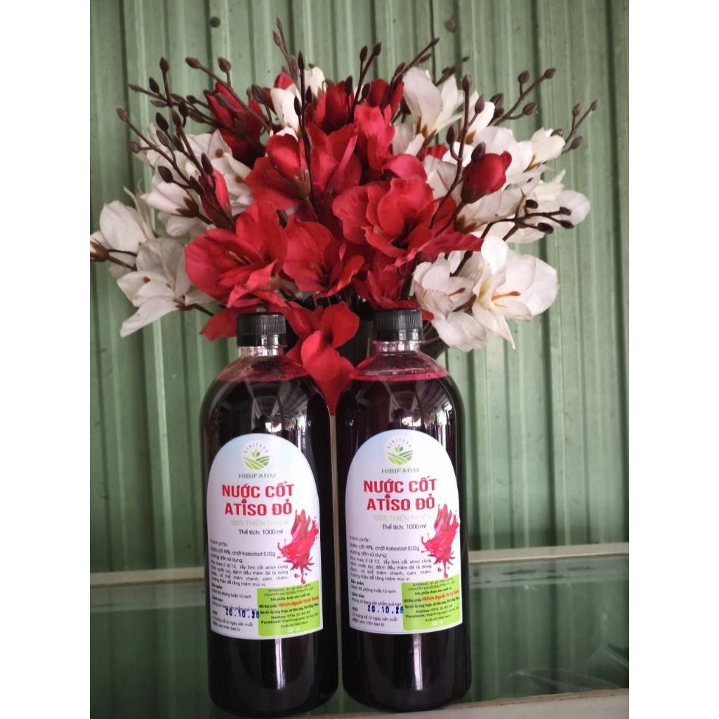 Combo 2 Siro Atiso đỏ( nước cốt Atiso đỏ ) chai 1 lít.