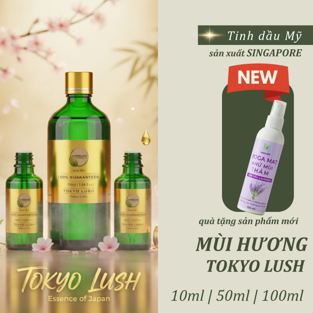 Tinh dầu Nước Hoa Cao Cấp CAROLINE Tokyo Lush Full Size Mini - Hương thơm nồng nàn, ngọt ngào - Chín
