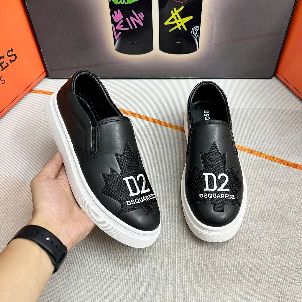 Giày Lười Nam Slipon D2 Thêu Lá Phong Cao Cấp, Giày Slipon Nam Boy Phố Mẫu Mới