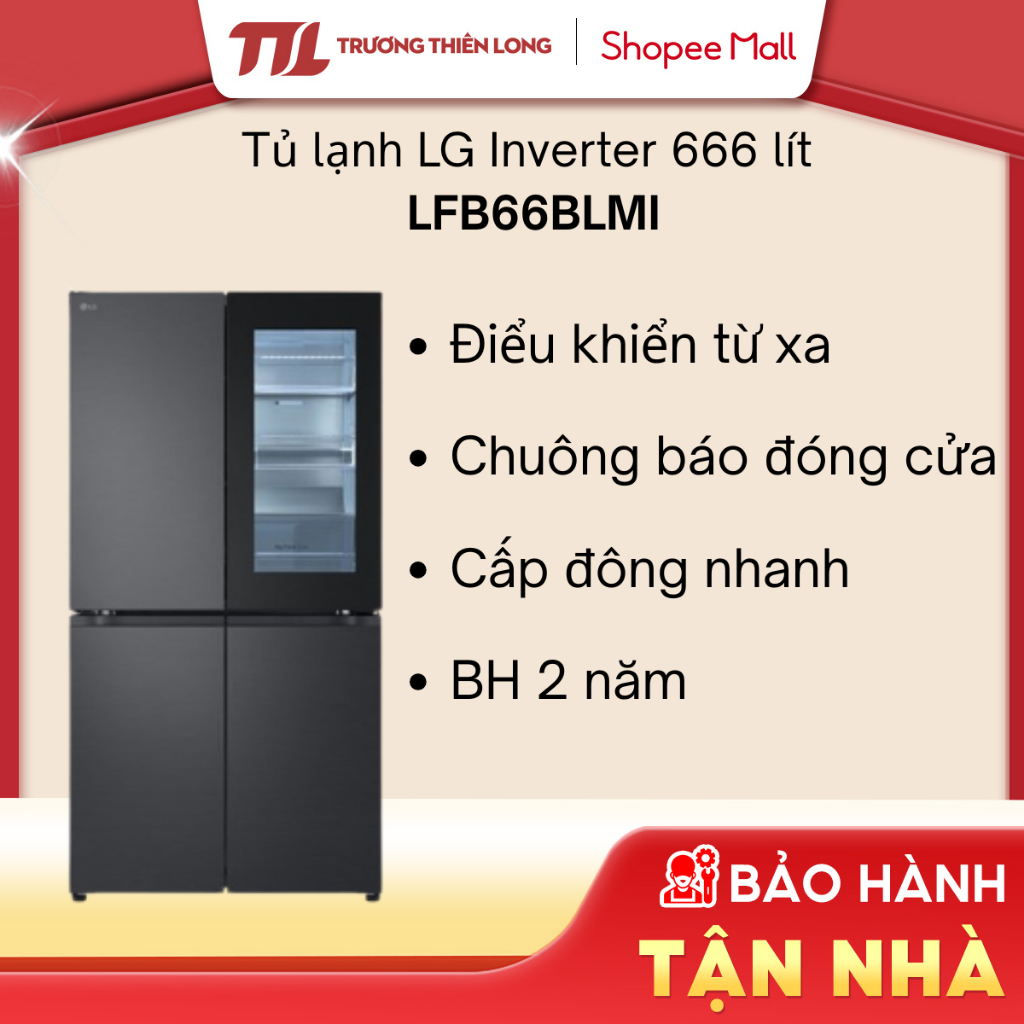 LFB66BLMI - Tủ Lạnh LG French Door Instaview Màu Đen Lì 666L LFB66BLMI [FREESHIP HCM]