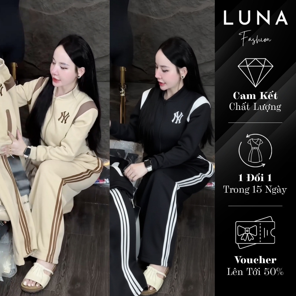 Set Bộ Nỉ Phối Sọc Thêu NY - B75