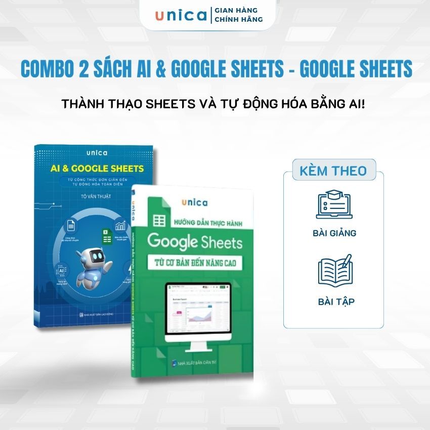 Combo 2 Sách Sách Google Sheets & AI Sheets – Làm việc thông minh cùng Trí tuệ nhân tạo