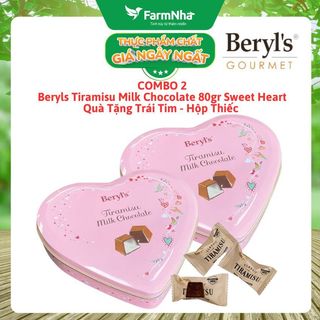 (Combo 2) Socola Beryls Tiramisu Milk Chocolate 80g Trái Tim – Ngọt Ngào và Yêu Thương