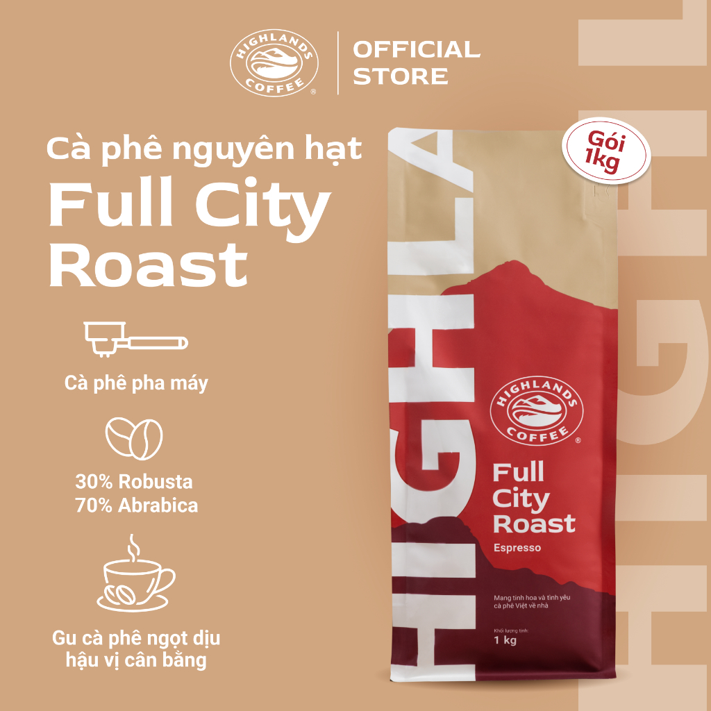 Cà Phê Hạt Full City Roast Highlands Coffee 1kg