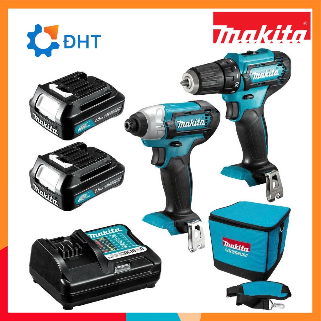 Bộ sản phẩm máy khoan, vặn vít dùng pin 12Vmax Makita CLX224S