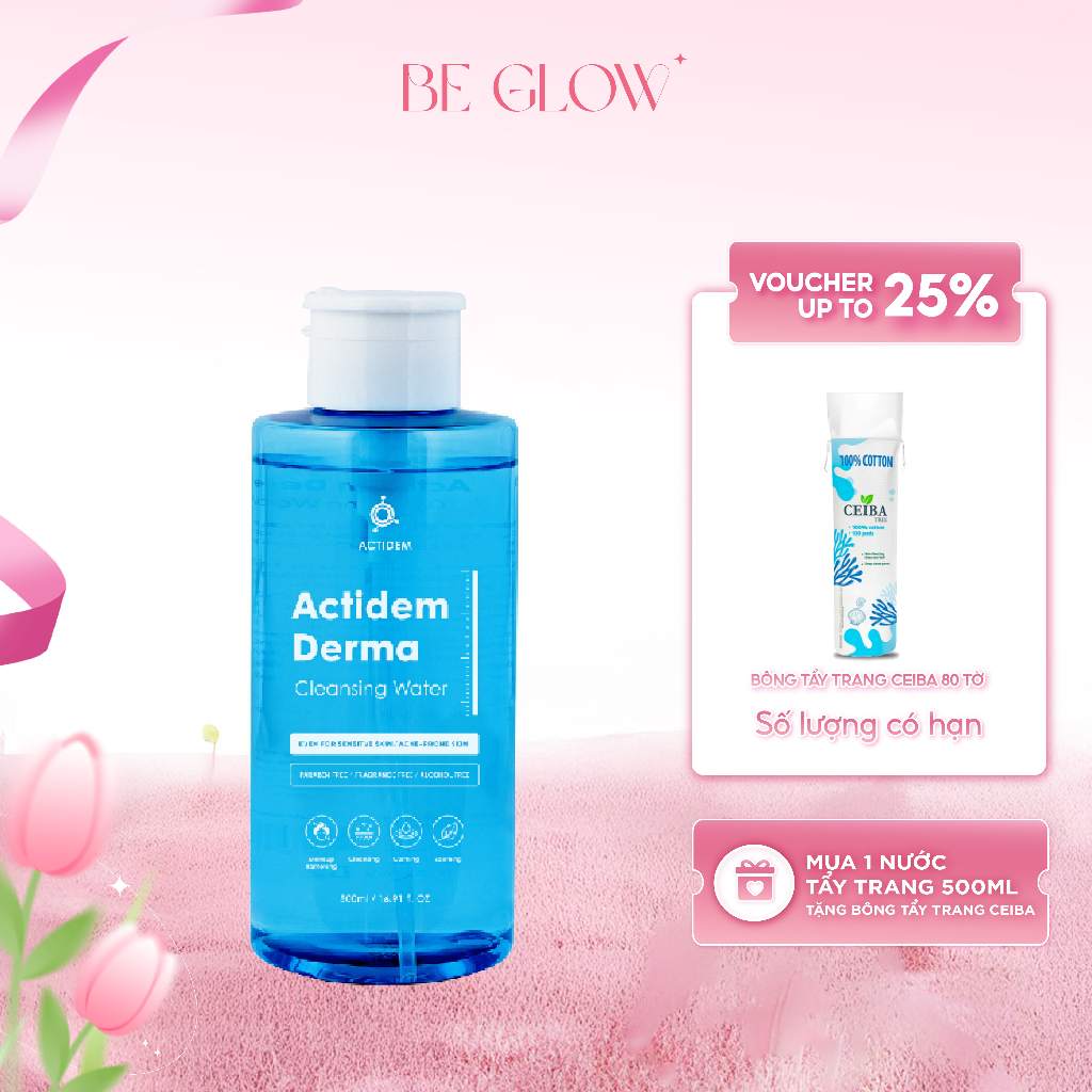 [Live Stream] Nước Tẩy Trang Actidem Derma Cleansing Water 500ml Tặng 1 bông tẩy trang 80 tờ