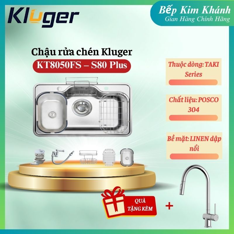 Chậu rửa chén Kluger KT8050FS – S80 Plus tặng vòi rửa bát
