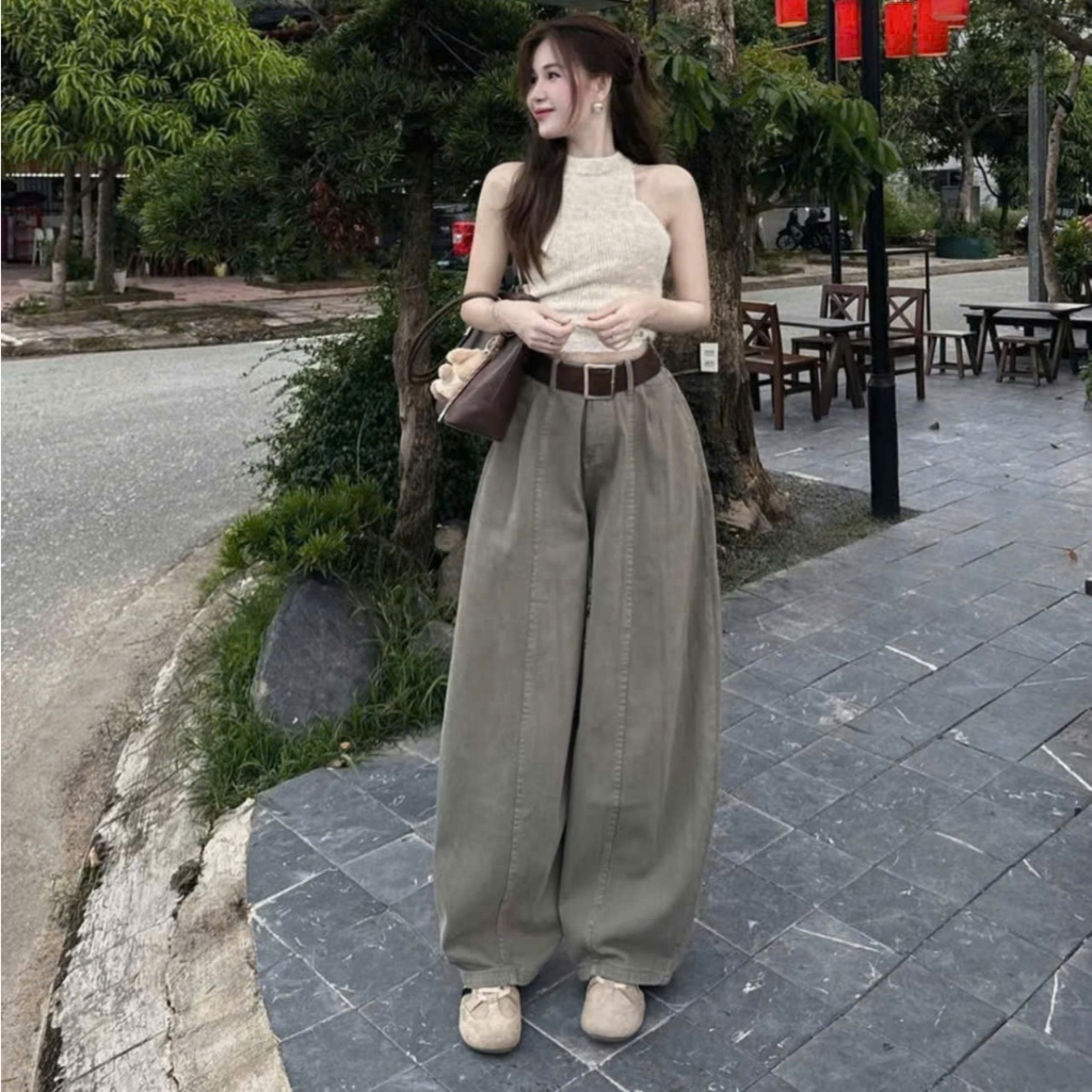 Quần bò ống rộng nữ cạp cao quần jeans ống rộng lưng cao, vải bò 2024 | BigBuy360 - bigbuy360.vn