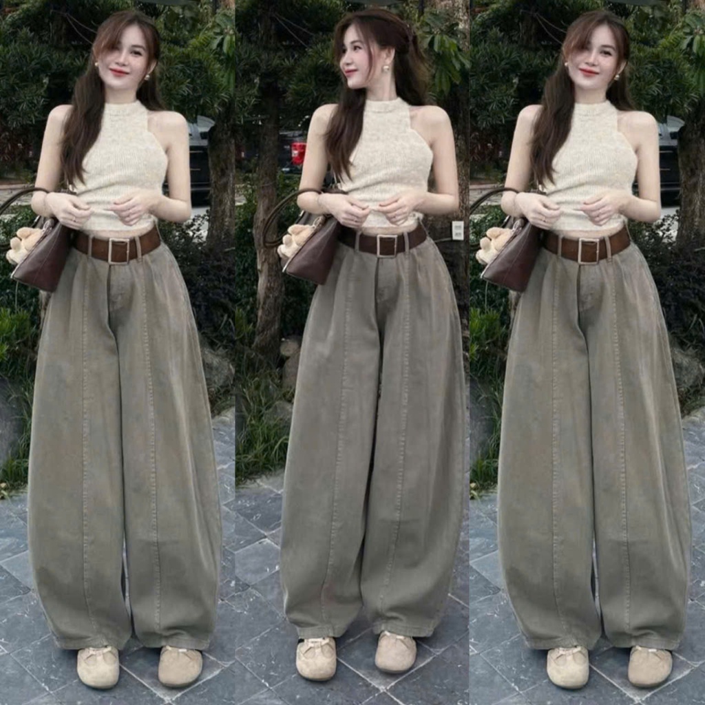 Quần bò ống rộng nữ cạp cao quần jeans ống rộng lưng cao, vải bò 2024 | BigBuy360 - bigbuy360.vn