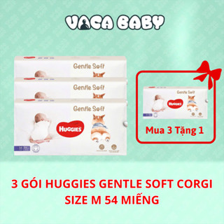   Mua 3 Tặng 1  Combo 3 gói Tã bỉm Huggies Gentle Soft Corgi cao cấp đủ size M54  L40  XL34  XXL22 miếng cho bé 